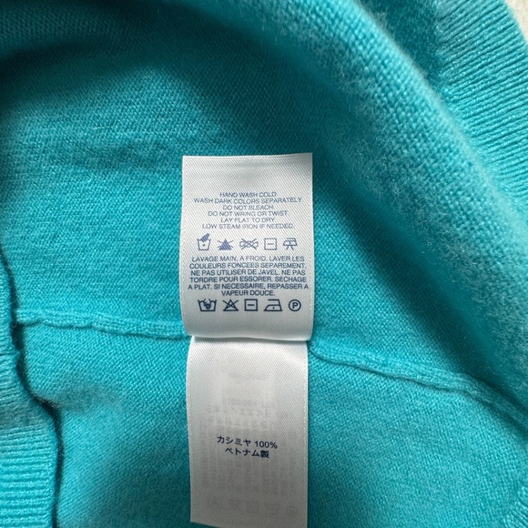 Lands' End 100% Cashmere Sweater Crewneck Teal/Turquoise Women's XS - Picture 10 of 10